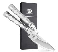 WILDMOK Heavy Duty Poultry Shears - 8.5 Inch Multi-Function Stainless Steel Poultry Outdoor Shears, Ultra Sharp Kitchen Scissors for Outdoor Camp, White