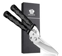 WILDMOK Heavy Duty Poultry Shears - 8.5 Inch Multi-Function Stainless Steel Poultry Outdoor Shears, Ultra Sharp Kitchen Scissors for Outdoor Camp, Black