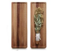 WILDMOS 16.5-inch Acacia Wood Serving Platters Tray,Rectangle Wooden Platter with Raised Edge for Home Kitchen Decor, Food, Cheese, Fruit,Charcuterie, Appetizer Serving Tray. (2, 16.5-inch)