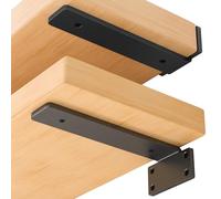 Wildnut Heavy Duty 8 Inch Thick Black Shelf Brackets, 6 Pack Floating Hidden Shelf Brackets, Rustic Industrial Modern Iron Finish