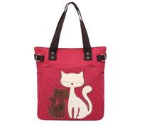 WildOath Cute Cat Handbags for Women, Stylish Handbag with Feline Print, Lightweight & Durable, Multiple Colors (Red)