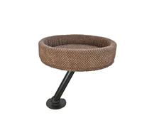 WildOath Elevated Cat Bed with Adjustable Stand, Knitted Round Perch, Desktop Mount, Desk Side Pet Lounger for Work from Home, Space-Saving (Brown)