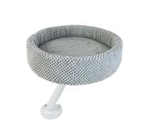 WildOath Elevated Cat Bed with Adjustable Stand, Knitted Round Perch, Desktop Mount, Desk Side Pet Lounger for Work from Home, Space-Saving (Gray)
