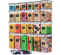 Wildone Airtight Food Storage Containers Set, 24 PC BPA Free Clear Plastic Kitchen and Pantry Organization Canisters with Durable Lids ideal for Cereal, Flour, Sugar, with Labels & Marker