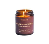 WILDRACE Cinnamon Cosy Autumnal Scented Candle with Brown Sugar Notes | Handmade in The UK with 100% Vegan and Plastic Free Materials | Fall Cottage Core Candles - Luxury