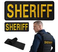 WILDREEDS 2 Pieces Hook and Loop Sheriff Patches, Tactical Sheriff Embroidery Patch for Sheriff Vest Jacket Back Panel(1Pcs Small and 1Pcs Large, Gold)