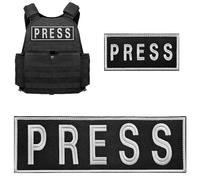 WILDREEDS 2Pcs Press Patch, Embroidered Press Patches for Press Vest, Photographer, Body Armor Vest, Tactical Backpack