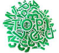 WILDREEDS 72 Pcs Letters and Numbers Patch, Alphabet A-Z Number 0-9 Embroidered Patches with Ironed Adhesive, DIY Iron Patches for Shirts Jackets Hats Jeans Shoes Bags (Green)
