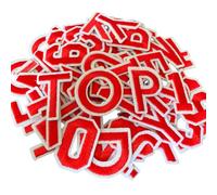 WILDREEDS 72 Pcs Letters and Numbers Patch, Alphabet A-Z Number 0-9 Embroidered Patches with Ironed Adhesive, DIY Iron Patches for Shirts Jackets Hats Jeans Shoes Bags (Red)