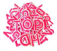 WILDREEDS 72 Pcs Letters and Numbers Patch, Alphabet A-Z Number 0-9 Embroidered Patches with Ironed Adhesive, DIY Iron Patches for Shirts Jackets Hats Jeans Shoes Bags (Pink)