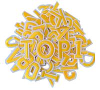 WILDREEDS 72 Pcs Letters and Numbers Patch, Alphabet A-Z Number 0-9 Embroidered Patches with Ironed Adhesive, DIY Iron Patches for Shirts Jackets Hats Jeans Shoes Bags (Yellow)