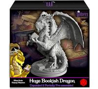 Wildspire Fantasy Bookish Dragon Miniature - Huge Size 6" for DND Miniatures 28mm Bulk D&D Dungeons and Dragons Miniatures I for DND Minis Tabletop Miniatures & DND Figures I with Character Sheets
