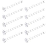 WildVibe Clear Nose Rings Studs for Women, Men 10pcs - Plastic Retainer Flat Clear Nose Studs for Work, Surgery, Sports, School - Bioflex Nostril Piercing Jewelry, 6.5 mm, Bioflex, no gemstone