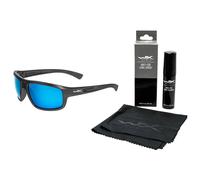 Wiley X Contend Tactical Glasses - Captivate Polarized Blue Mirror/Matte Graphite + Anti-Fog Cleaner Kit - set