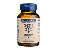 Wiley's Finest Wild Alaskan Fish Oil Vitamin K2 Softgels - 500mg of EPA and DHA Omega-3s for Bone and Heart Health Support - 60 Softgels (60 Servings)