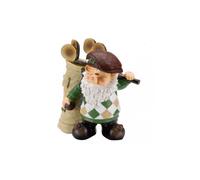 Wilf Golfing Gnome - Hand-Painted Resin Garden Ornament with Clubs, UV-Protected, 32cm