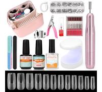 Wilfniee Gel X Manicure Kit for Beginners, Gel Tips and Glue, 6 in 1 Gel Kit, Nail Prep Dehydrator, Top Coat and 480 Pieces
