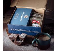 Wilfreds Chocolate Hamper - 12 Belgian Brownies & 5 Welsh Hot Chocolate Sachets - Gourmet Gift for Christmas, Birthdays & Special Occasions (Happy Birthday)