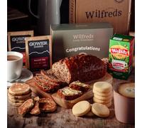 Wilfreds Welsh Afternoon Tea Hamper - Thank You & Birthday Gift Box with Bara Brith, Welsh Cakes, Shortbread, Tea & Coffee - Traditional Food Hamper for Women & Men (Congratulations)