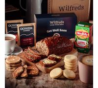 Wilfreds Welsh Afternoon Tea Hamper - Thank You & Birthday Gift Box with Bara Brith, Welsh Cakes, Shortbread, Tea & Coffee - Traditional Food Hamper for Women & Men (Get Well Soon Sleeve)