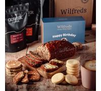 Wilfreds Welsh Coffee Gift Set - Luxury Hamper with Gower Coffee, Bara Brith Loaf, Welsh Cakes & Shortbread - Gifts for Men & Women (Happy Birthday Sleeves)