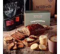 Wilfreds Welsh Coffee Gift Set - Luxury Hamper with Gower Coffee, Bara Brith Loaf, Welsh Cakes & Shortbread - Gifts for Men & Women (Congratulations Sleeves)