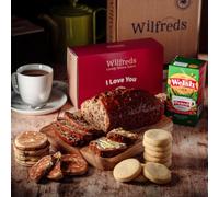 Wilfreds Welsh Gift Tea Hamper - Bara Brith Fruit Cake, Welsh Cakes, Shortbread & Tea - Afternoon Tea Hamper, Birthday Gifts, Thank You & New Home Gift (I Love You Sleeves)