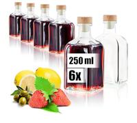 Wilhelm 6x Sell® glass bottles 250 ml with cork, empty filling containers