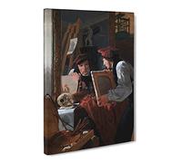 Wilhelm Bendz A Young Artist Classic Painting Canvas Wall Art Print Ready to Hang, Framed Picture for Living Room Bedroom Home Office Décor, 20x14 Inch (50x35 cm)