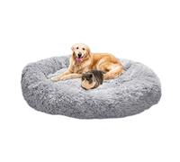 Wiliharui Warm Fluffy Extra Large Dog Beds, Washable Round Calming Fur Donut Cuddler Pet Bed for Large Extra Large Dog (L-80cm,Light grey)