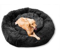 Wiliharui Warm Fluffy Extra Large Dog Beds, Washable Round Calming Fur Donut Cuddler Pet Bed for Large Extra Large Dog (XL-100cm,Black)