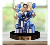 WILINNI Personalised 25th Birthday Cartoon Portrait Desktop Ornament Custom Name Desk Decor Gift For Son Friend Birthday Xmas Anniversary (style 5)