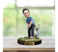 WILINNI Personalised Cartoon Face Photo Golfer Desktop Ornament Custom Name Funny Acrylic Office Desk Decor Gift For Golf Ball Lover Birthday Xmas Anniversary (style 9)