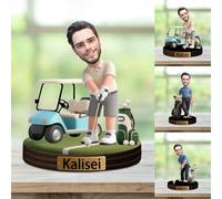 WILINNI Personalised Cartoon Face Photo Golfer Desktop Ornament Custom Name Funny Acrylic Office Desk Decor Gift For Golf Ball Lover Birthday Xmas Anniversary (style 11)