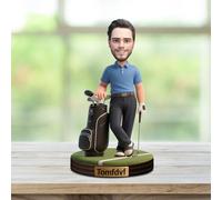 WILINNI Personalised Cartoon Face Photo Golfer Desktop Ornament Custom Name Funny Acrylic Office Desk Decor Gift For Golf Ball Lover Birthday Xmas Anniversary (style 10)