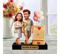 WILINNI Personalised Couple Cartoon Photo Sculpture Ornament Custom Name Date 2D Acrylic Cartoon Style Figurine Desk Decor Gift For Couple Valentine's Day Xmas Anniversary (style 14)