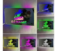WILINNI Personalised DJ Light - Custom Name Light Up Mirror Fun Headset Neon Sign Gift For Her/Him Christmas Birthday (Style 9)