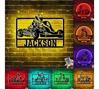 WILINNI Personalised Go Kart Metal Sign Custom Name Go Kart Neon Sign Go Kart Wall Decor Gifts for Go Kart Lover Birthday Christmas Party Gift Decoration (Style 7)