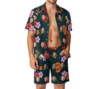 WILINNI Personalised Hawaiian Shirts for Men| Custom Hawaiian Shirt with Face Custom 1-6 Photo Shirt Set Tropical Flower and Palm Leaf Printed Fun Shirt Set Gift for Him (Style 4)