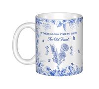 WILINNI Personalised It Takes A Long Time to Grow an Old Friend Coffee Mug Custom Name Birthday Month Flowers Ceramic Bestie Mug Decor Gift for Sister Friend Birthday Xmas (Style 15)