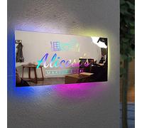 WILINNI Personalised Name Mirror Led Light Custom Light Up Name Mirror Makeup Room Acrylic Mirror Neon Sign Funny Gift for Her Christmas Birthday (Style 2)