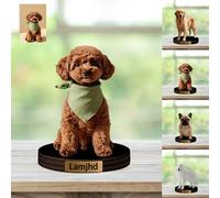 WILINNI Personalised Pet Photo Sculpture Ornament Custom Name 2D Acrylic Desk Photo Figurine Decor Gift For Men Women Family Pet Lover Birthday Xmas Anniversary (style 13)