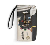 WILINNI Personalised Sewing Machine Leather Wallet Custom Name Sewing Wallet Funny Mom Purse Gift for Women Mom Grandma Xmas Birthday Anniversary (Style 5)