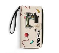 WILINNI Personalised Sewing Machine Leather Wallet Custom Name Sewing Wallet Funny Mom Purse Gift for Women Mom Grandma Xmas Birthday Anniversary (Style 2)