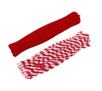 Wilitto 100 Pcs Christmas Pipe Cleaners Craft 50 Red White Striped and 50 Red Thick Fluffy Chenille Stems for DIY Arts Crafts Christmas Festival Creative DIY Decoration 100pcs