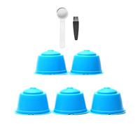 Wilitto 5Pcs Espresso Coffee-Pods Capsule Cup, Reusable Coffee Capsules Filter Cup, Refillable Coffee-Pod Capsules with Built-In Integrated Mesh Strainer for Dolce Gusto Blue