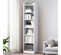 Wilitto 6 Tier Bookcase and Bookshelf,Narrow Book Shelf Narrow Bookcase with Storage Cabinet,Cube Display Shelves for Living Room,Office,Study,Tall Standing Bookshelves Entryway White