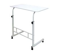 Wilitto Adjustable Bedside Table,Over The Bed Table Height Adjustable Laptop Bed Table with Wheels Portable Overbed TV Tray Table Movable Hospital Home Couch Side Standing Laptop Computer Desk White