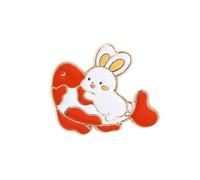 Wilitto Anti-Rust Brooch Bag Badge Stainless Exquisite Vintage Cartoon Rabbit Pin Women's Wear-Resistant Collar Hat Scarf F