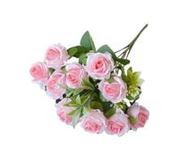 Wilitto Artificial Flowers Decoration All-weather Flower Rose Branch with Stem Realistic Reusable Wedding Party Bridal Bouquet Floral Arrangement Indoor Pink